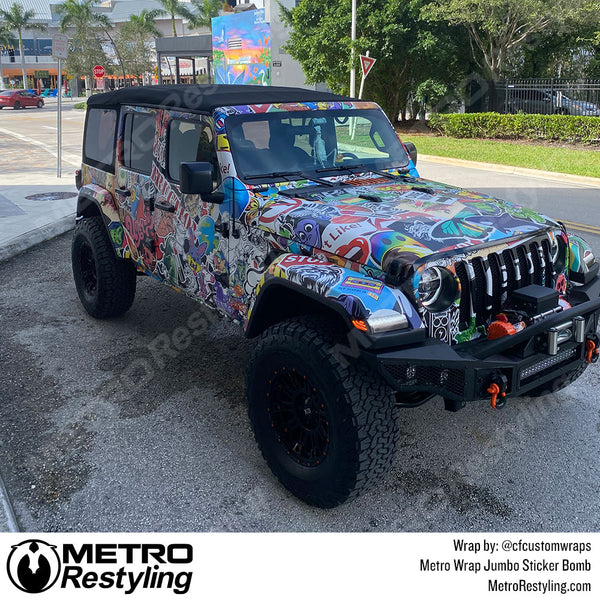 Jeep Wrapped in Sticker Bomb Vinyl