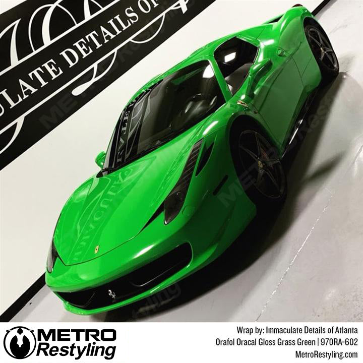 Ferrari 458 wrapped in custom printed 3M 1080 Satin Fluorescent