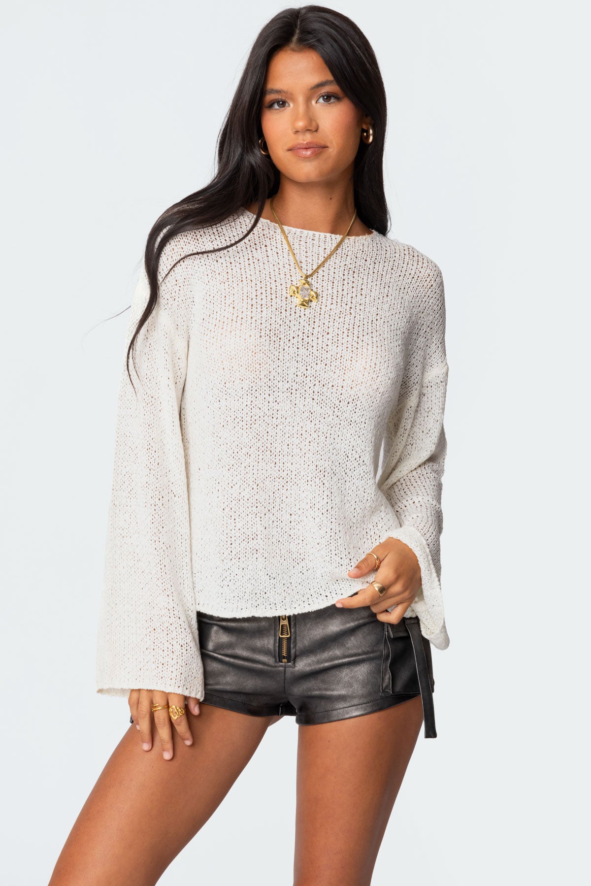 Drop Shoulder Light Knit Sweater