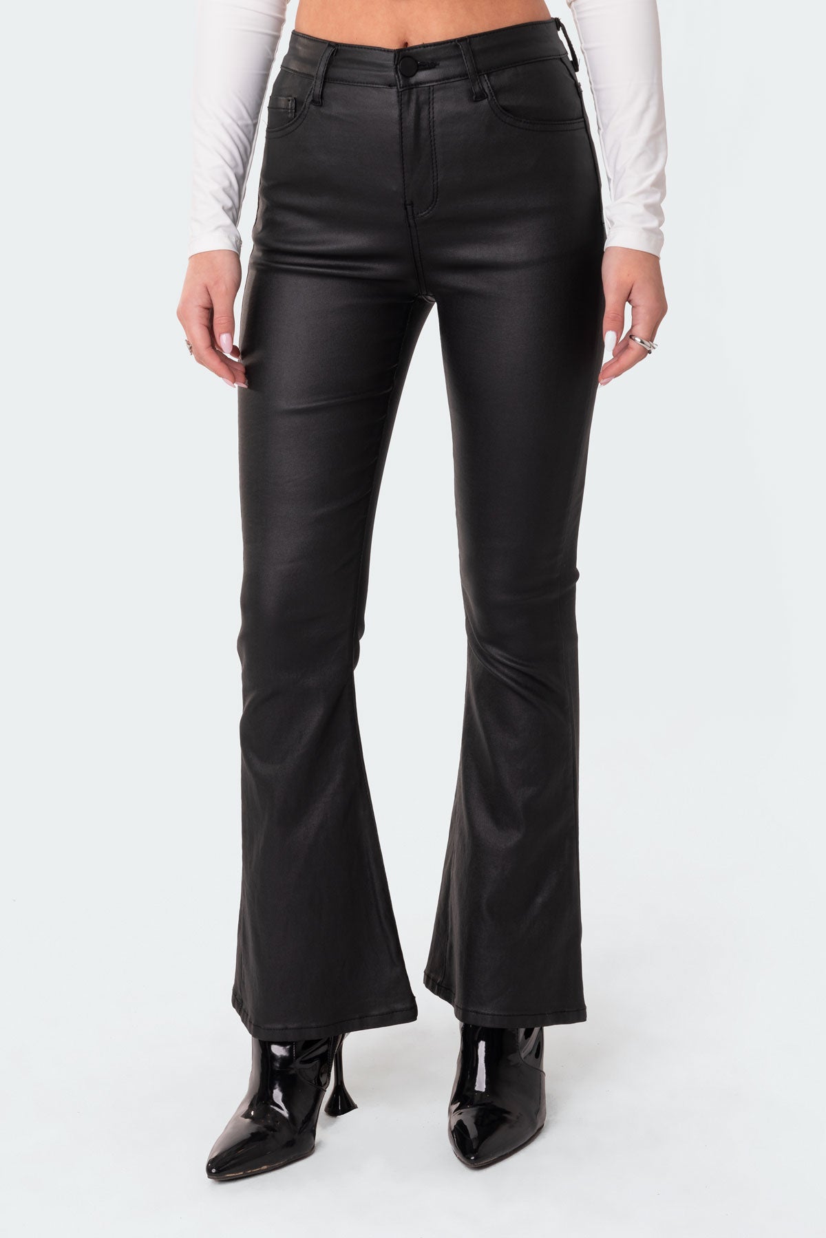 soerte Leather flare pants
