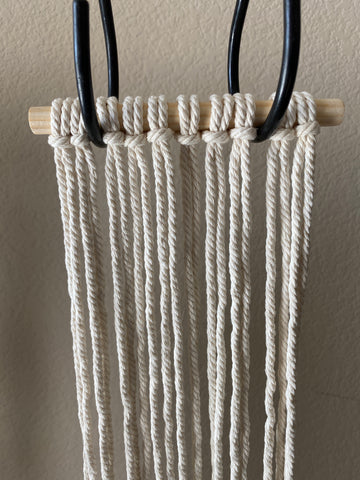 macrame cord on dowel