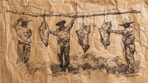 South Africans hanging up biltong