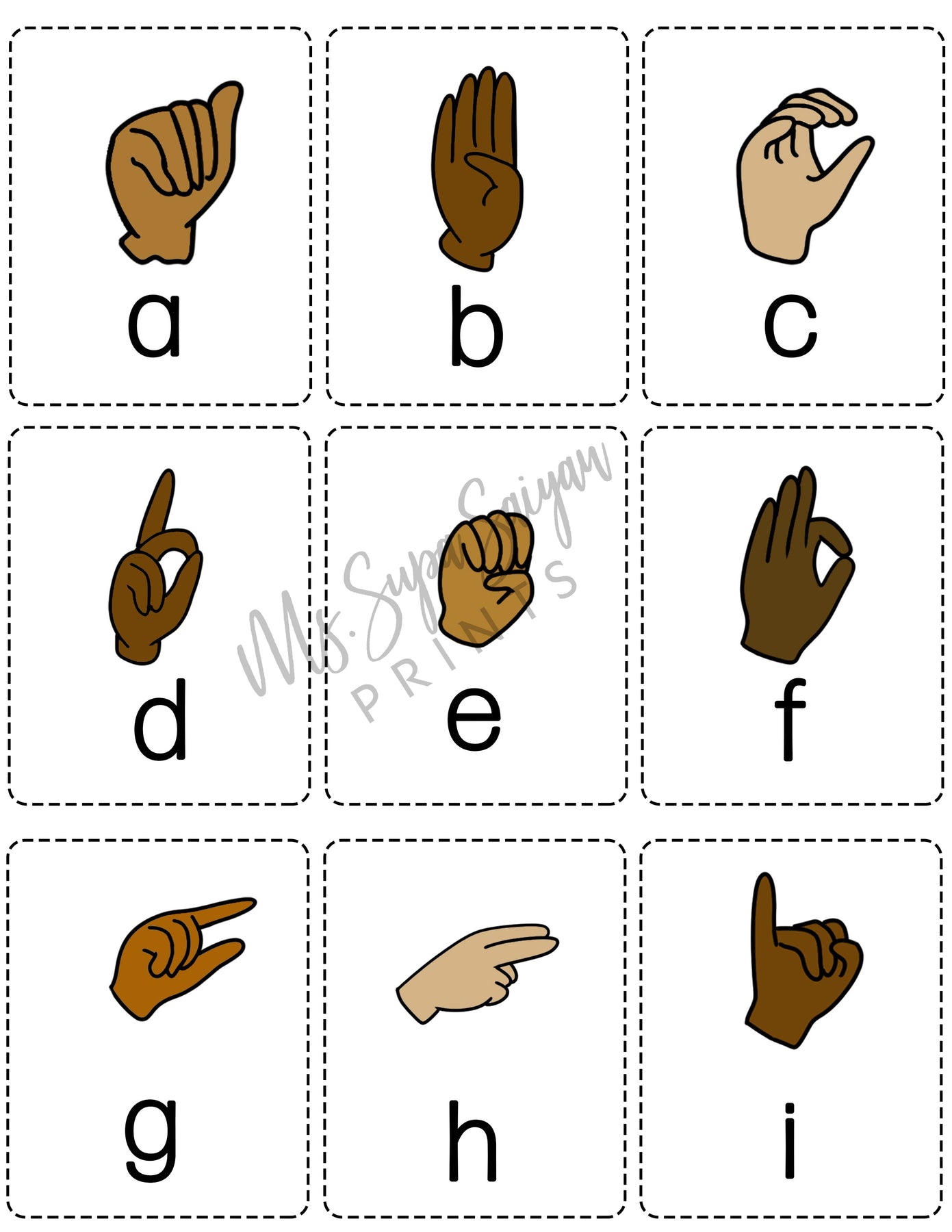 ASL Alphabet Flashcards Ms Supa Saiyan Prints