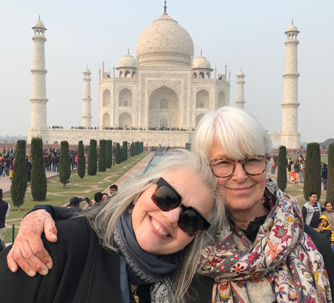 Photo of me and friend outside the Taj Mahal