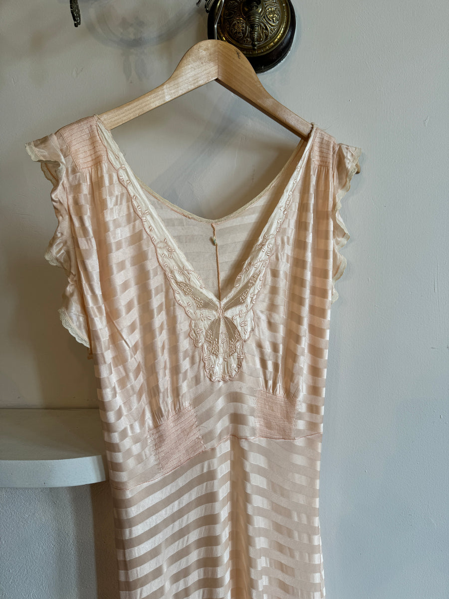 Vintage Butterfly Slip Baby Pink Stripe