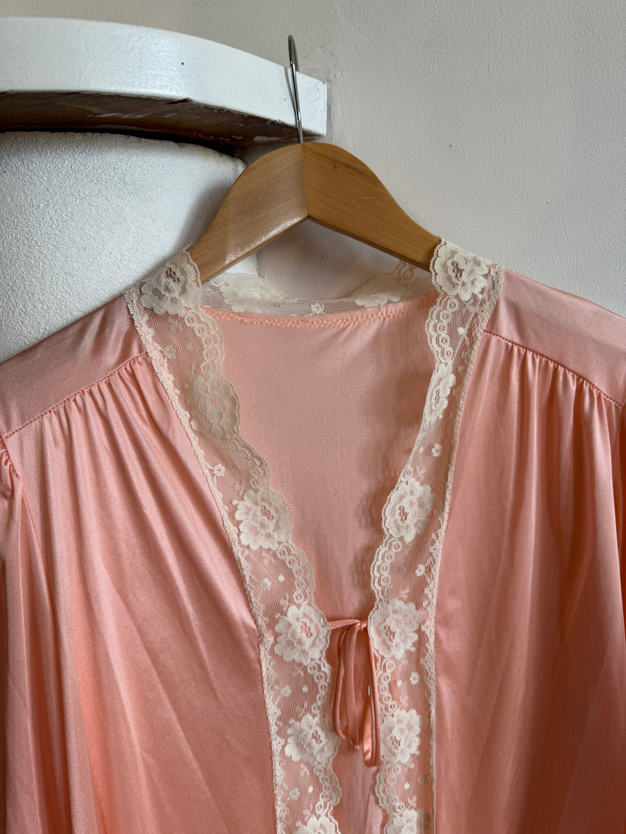 Vintage Long Sleeve Peach Tie Top