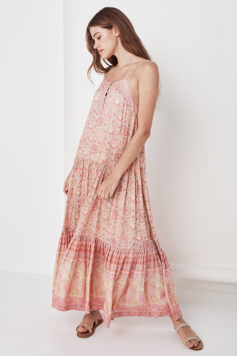 spell poinciana strappy maxi dress