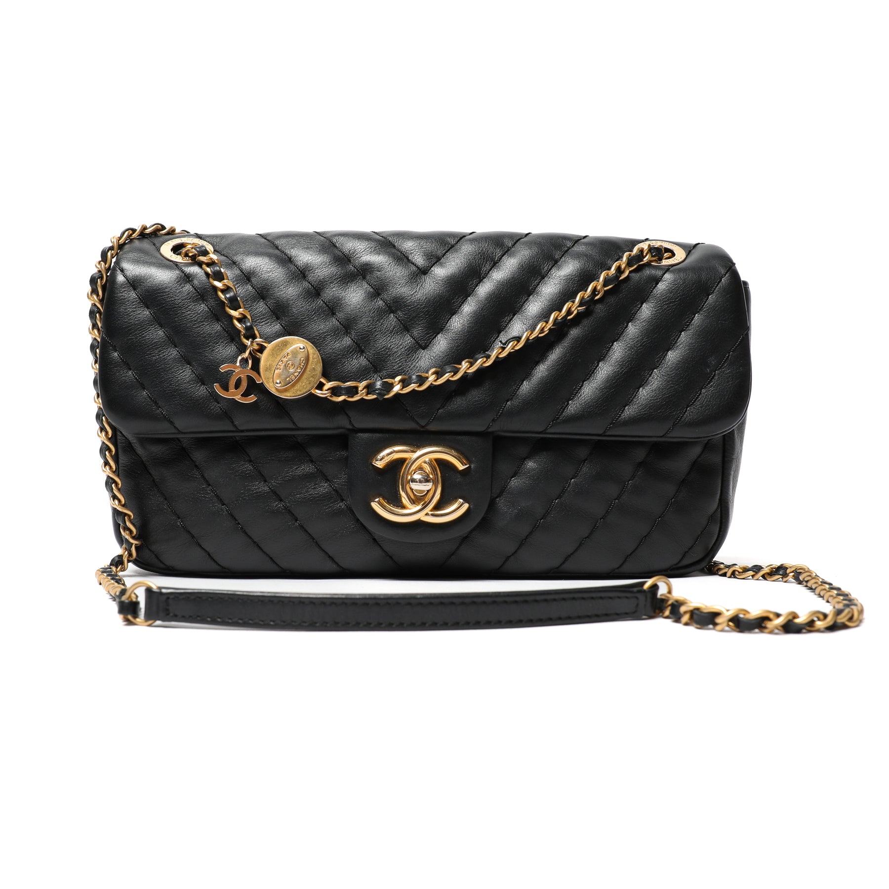 Chanel 22C Black Caviar Mini Wallet On Chain Gold Card Shoulder Crossbody  Bag  eBay