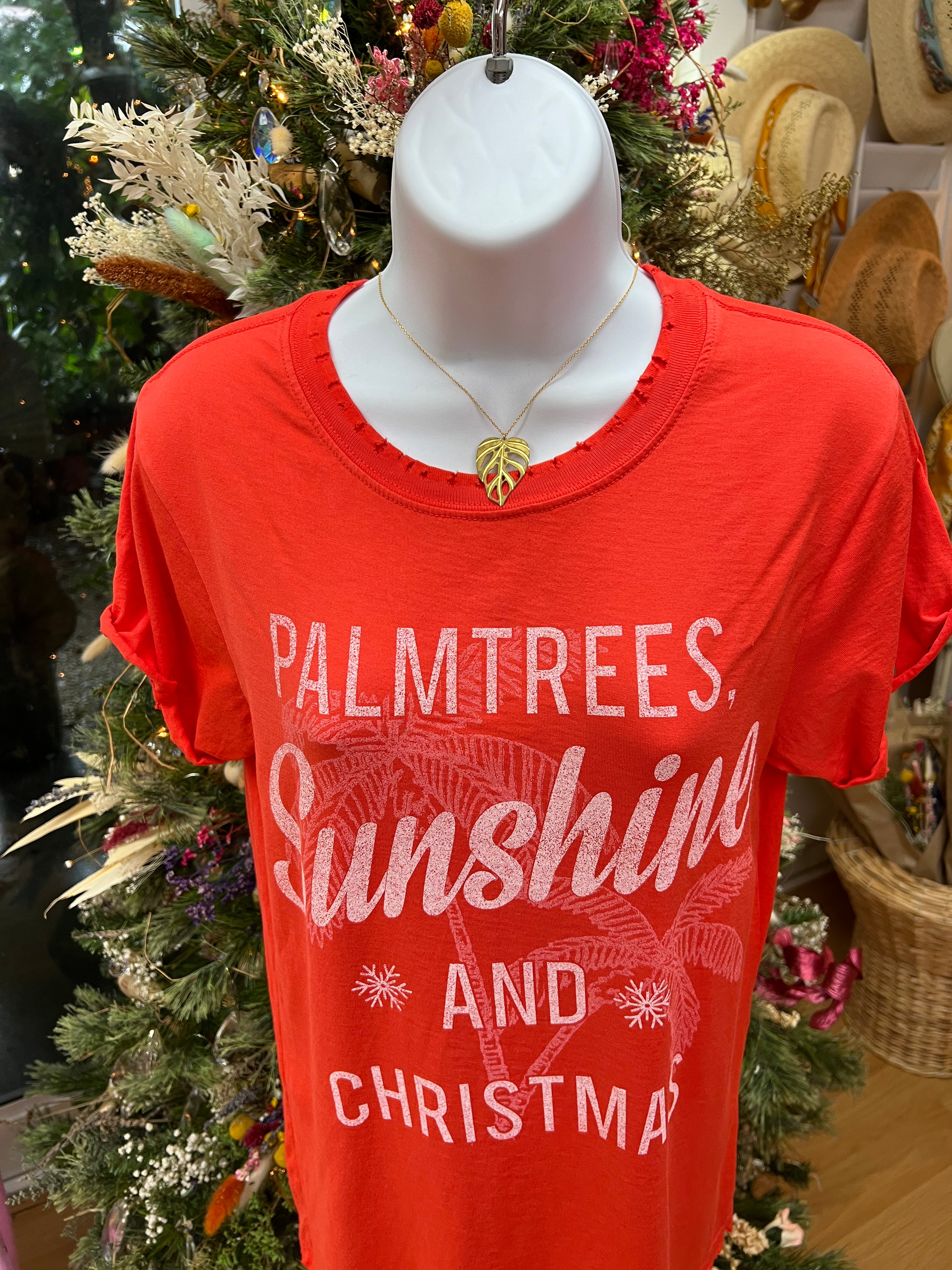 Palm Trees Sunshine and Christmas Tee