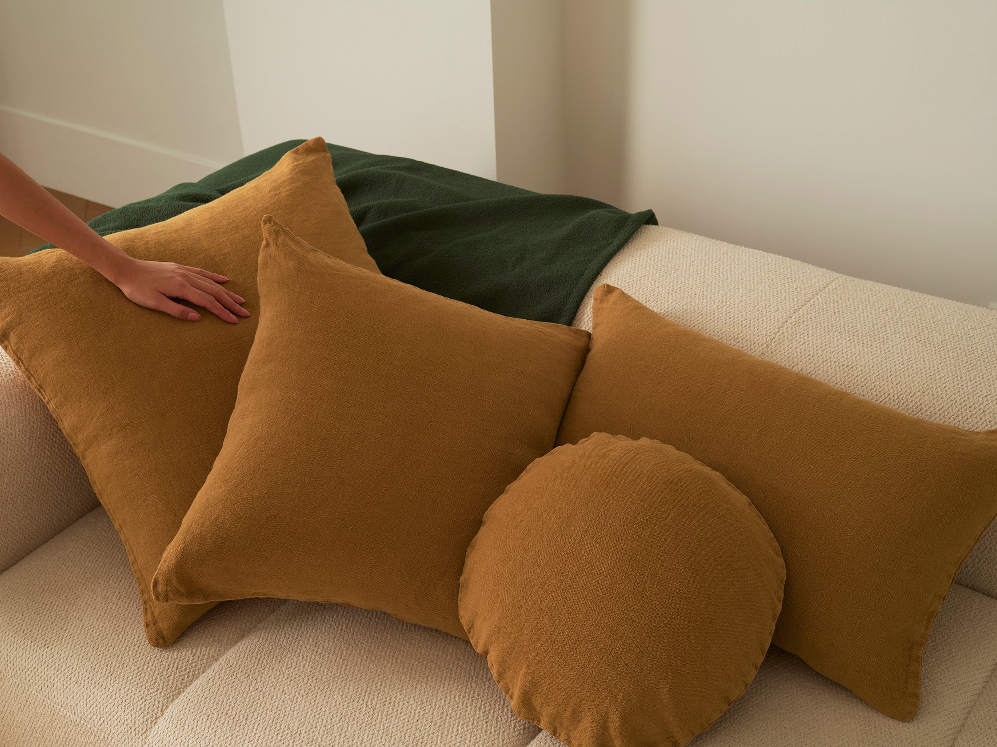 Lumbar Linen - Ochre Cushion