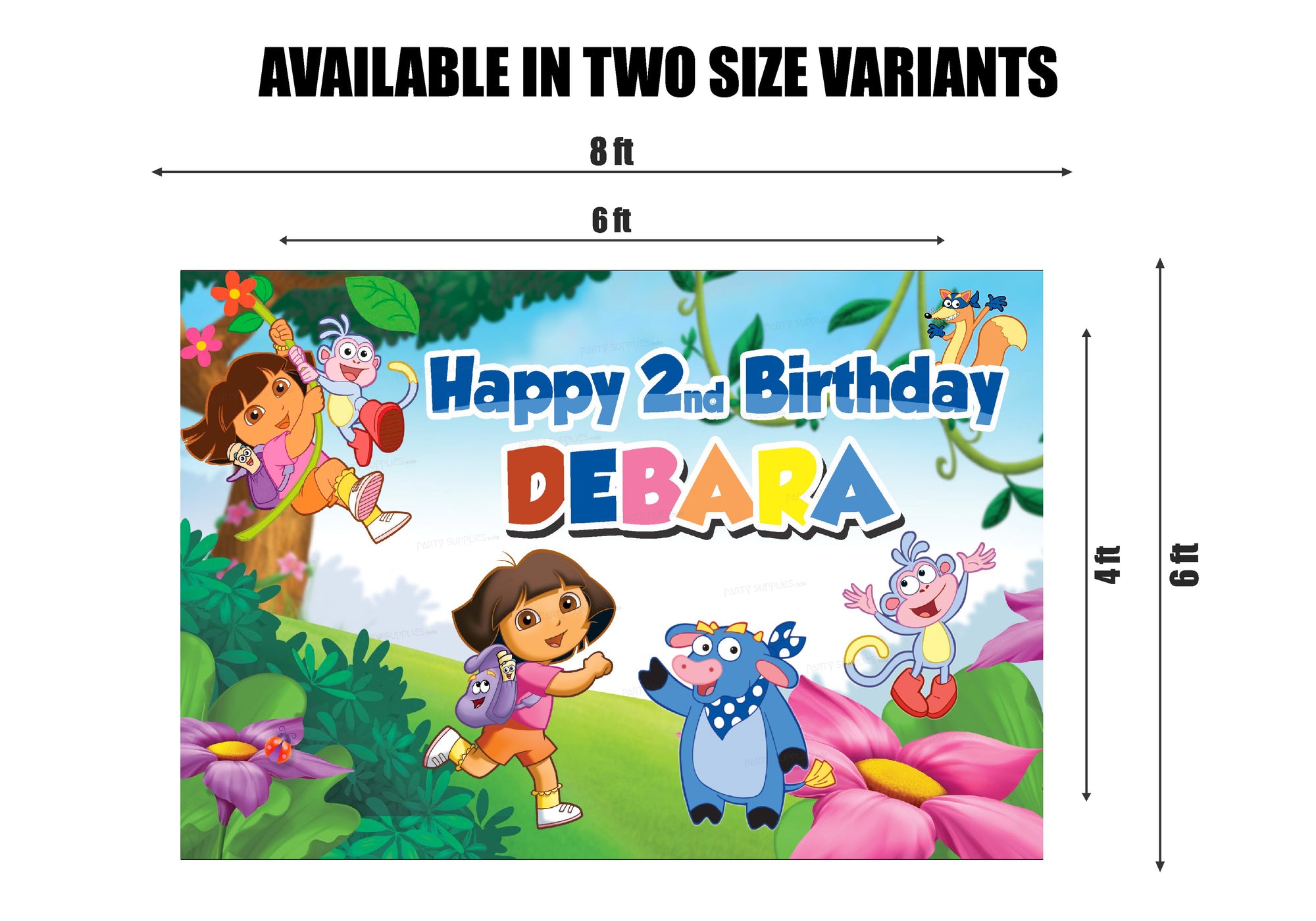 Dora Theme Customized Backdrop | Birthday Party Supplies Online – Party ...