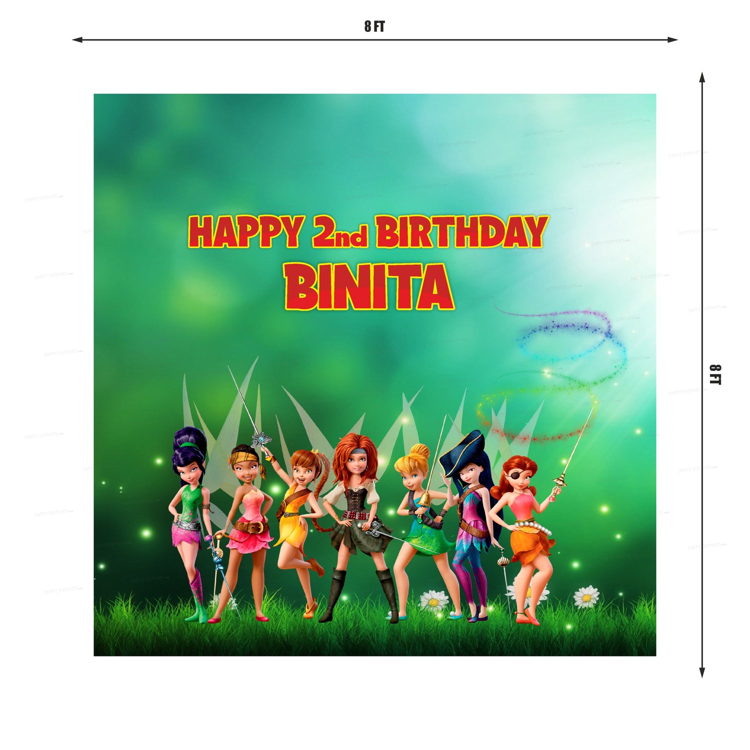 Tinker Bell Theme Premium Square Backdrop | Party supplies online ...