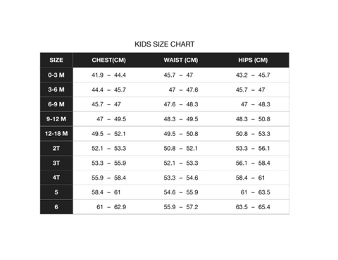 size chart – PB & Grape