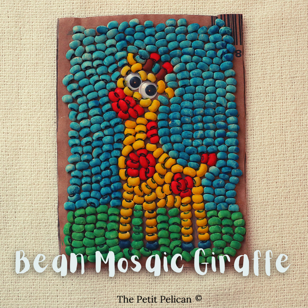 Bean Mosaic Craft with Kids Giraffe - The Petit Pélican