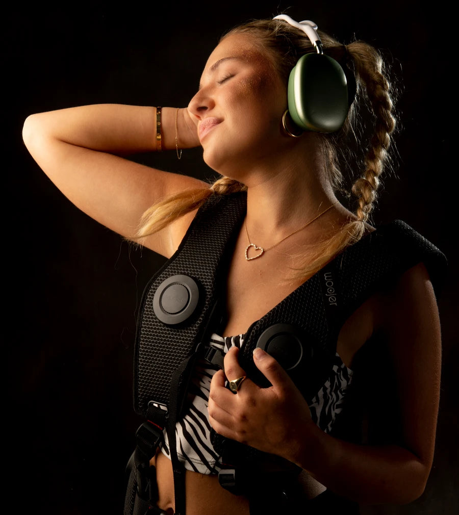 a woman wearing headphones