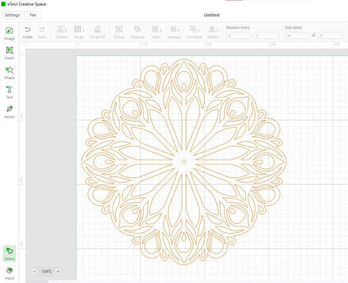 load the laser cut wood file to the software