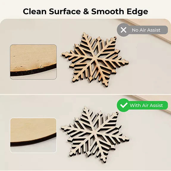 laser cutting wood with and without air assist