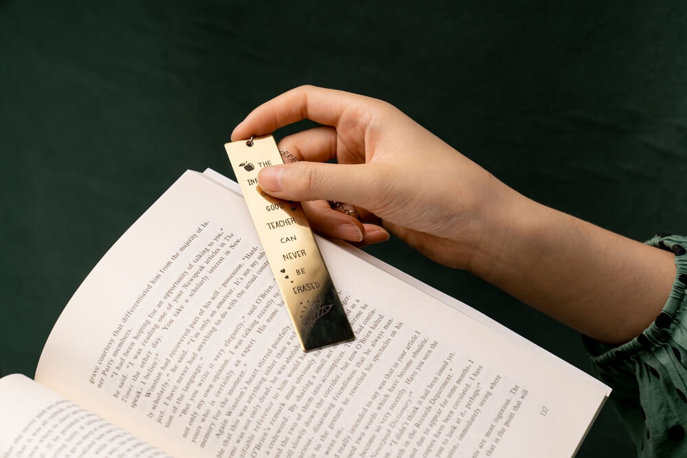 laser engraved stainless steel bookmarks