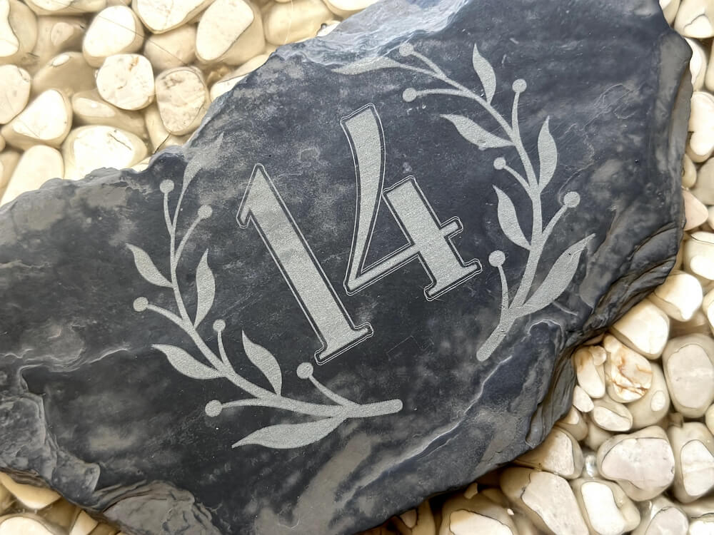 engraved stone house number