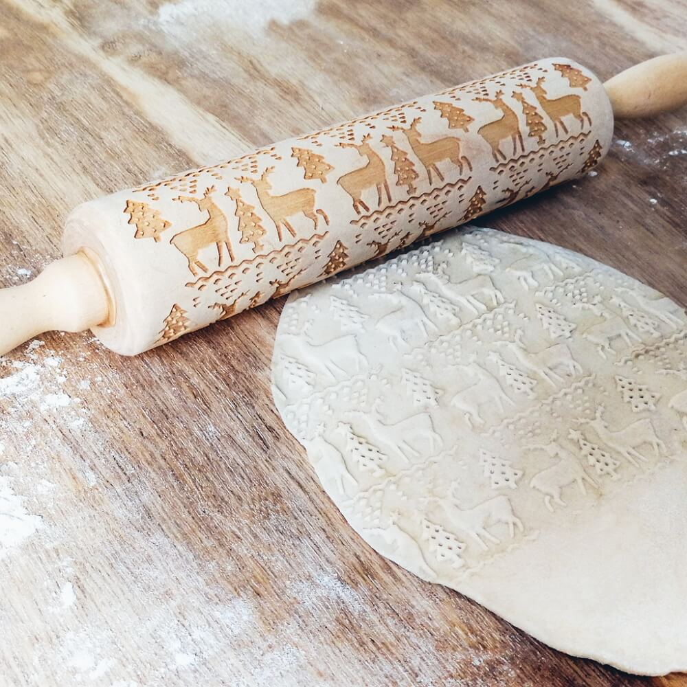 Christmas Joy Embossed Rolling Pin  Embossed rolling pin, Baking project, Rolling  pin