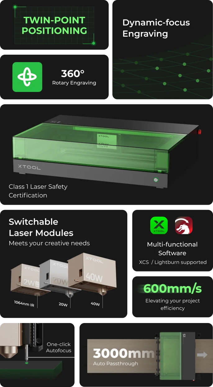 xTool S1 Riser Base - 5.3 Total Workspace Height