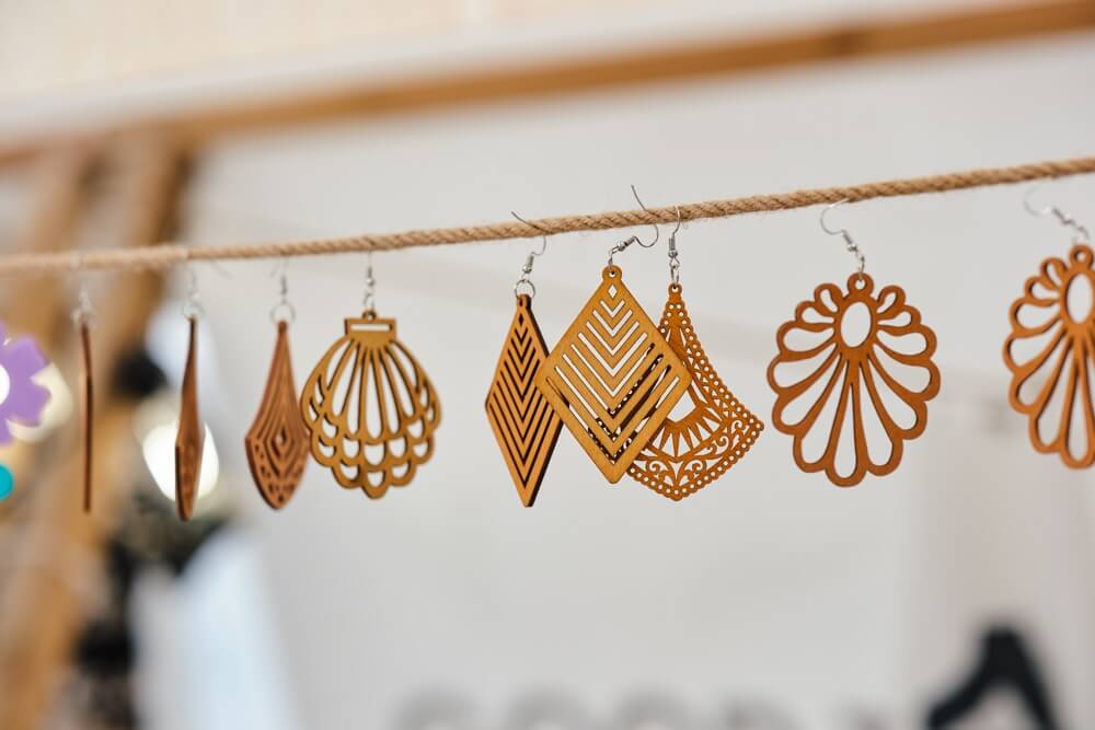 laser cut wood earrings