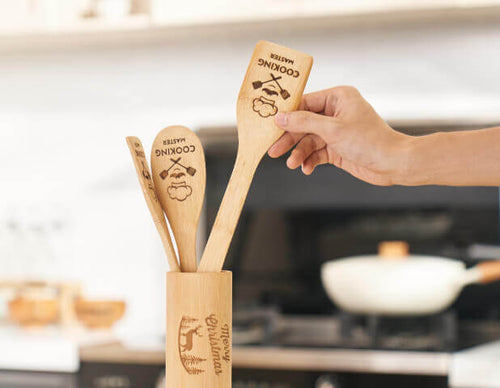 wood laser engraving idea: utensils personalization