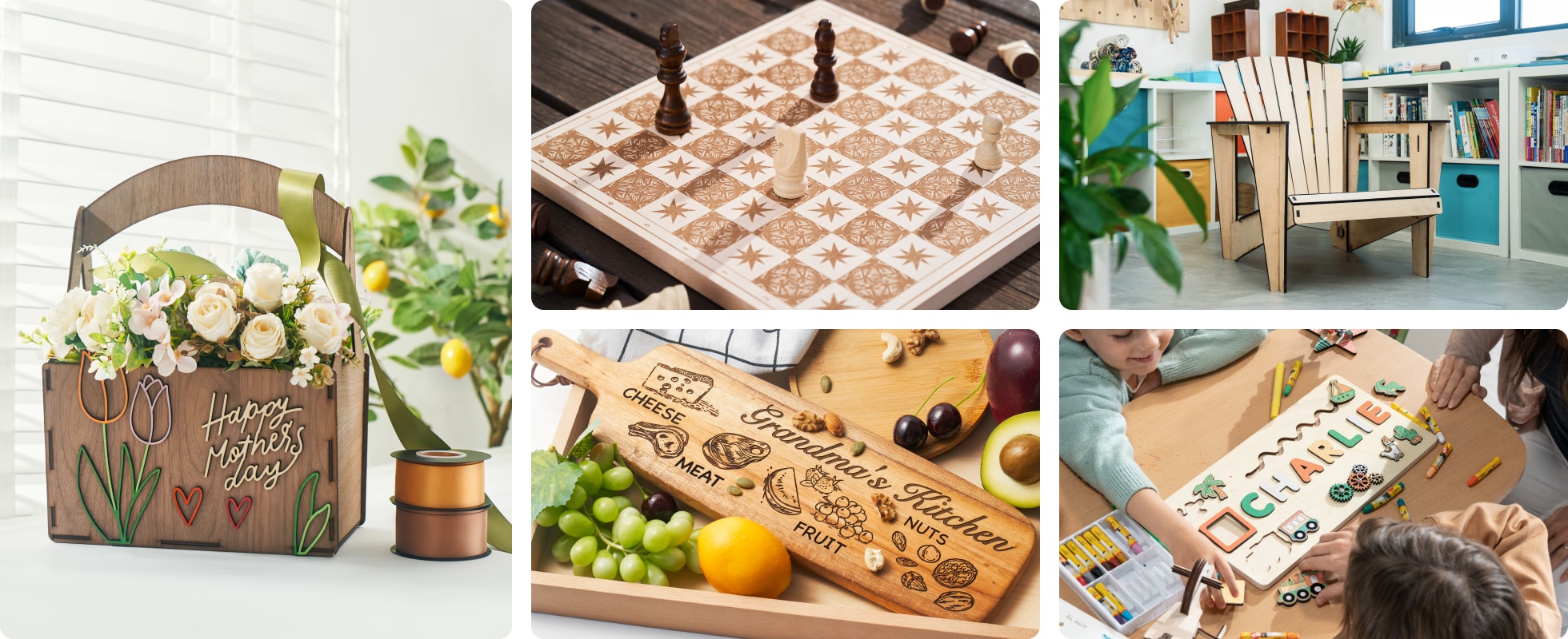 wood crafts made of laser cutters