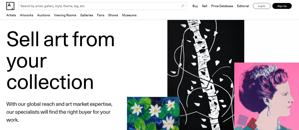 website to sell art online: Artsy