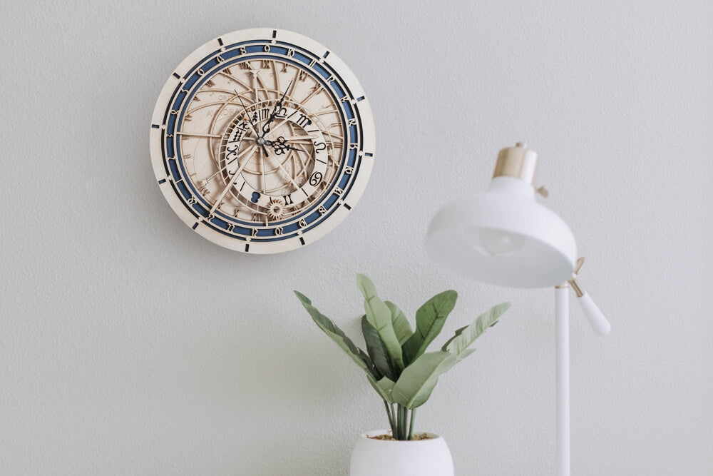 laser cut wood wall clock