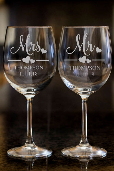 engraved wedding gifts - engraved glasses