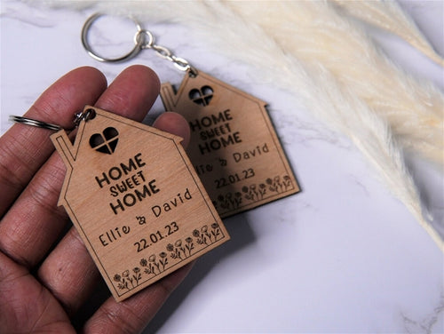 engraved housewarming gifts - engraved keyring set