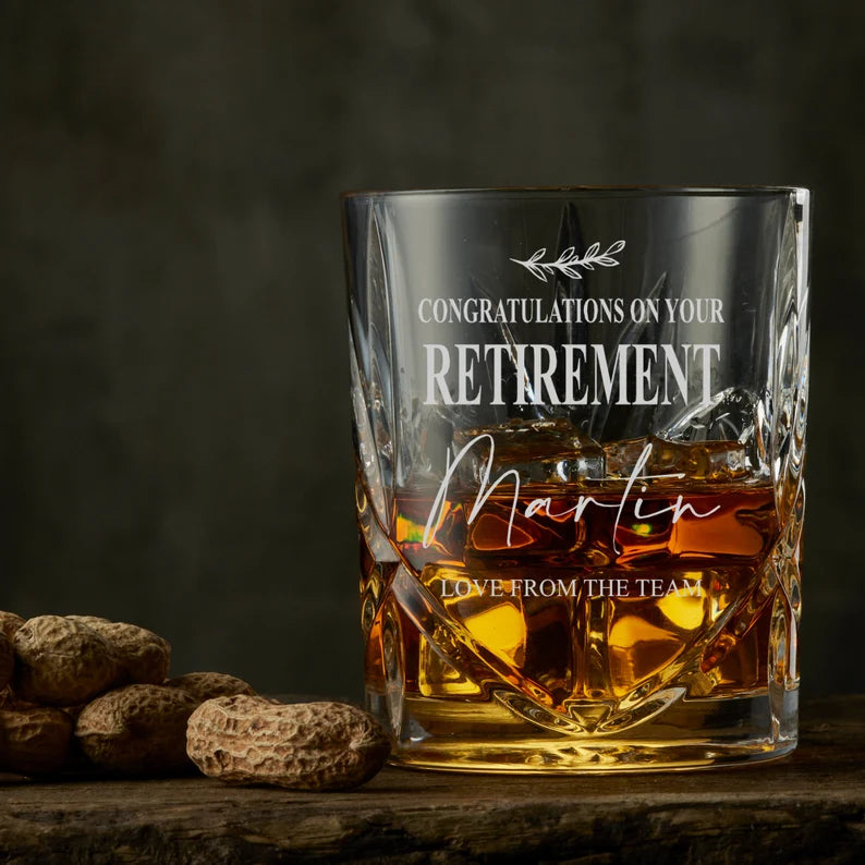 engraved retirement gifts - engraved wine glass