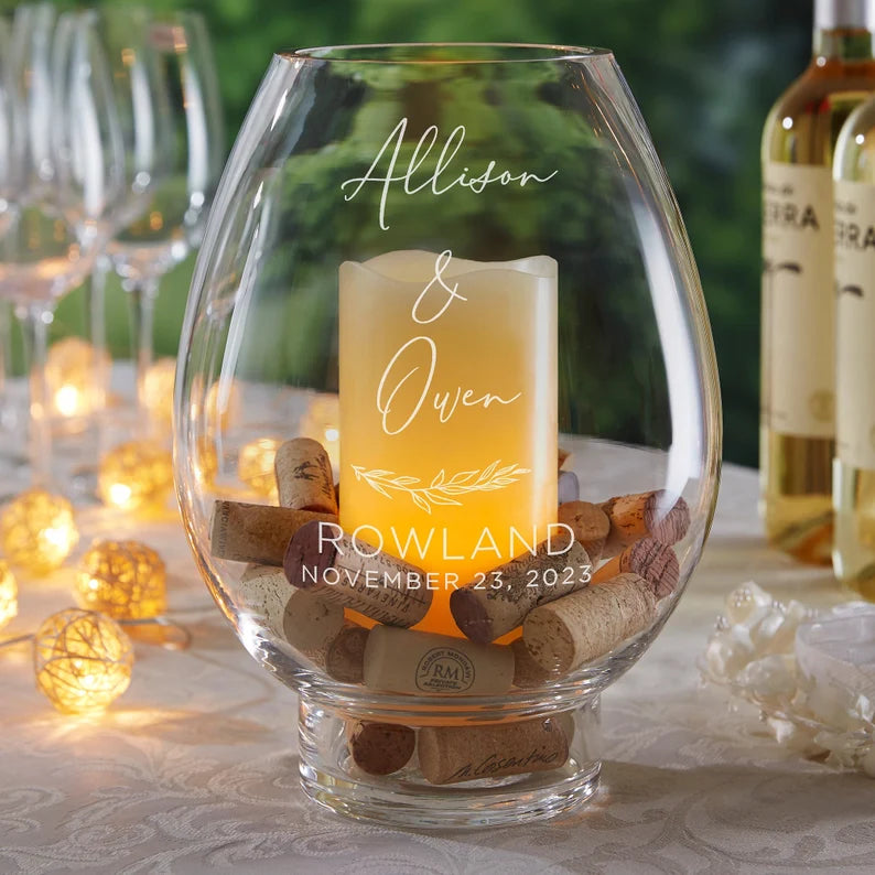 laser engraved glass candle holder