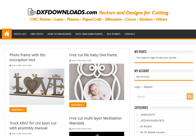 laser cut files of DXF Downloads 