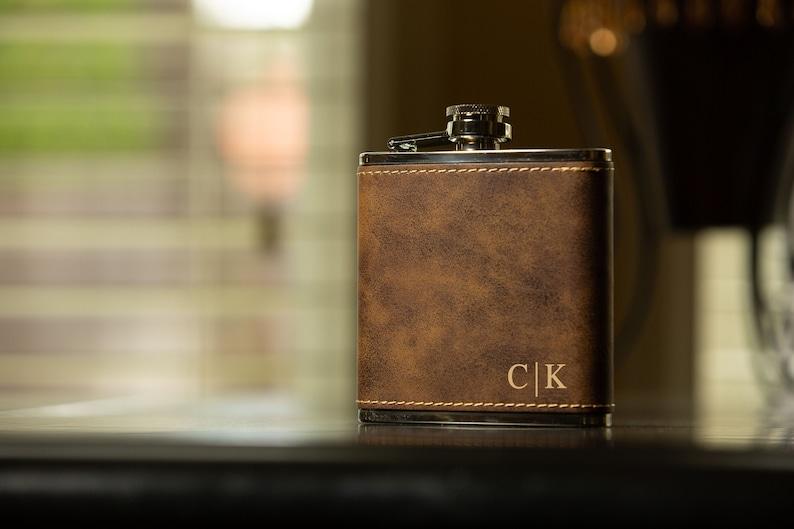 leather projects: personalized leather flasks