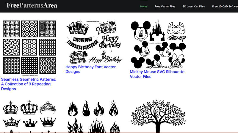 laser cut files of Free Patterns Area