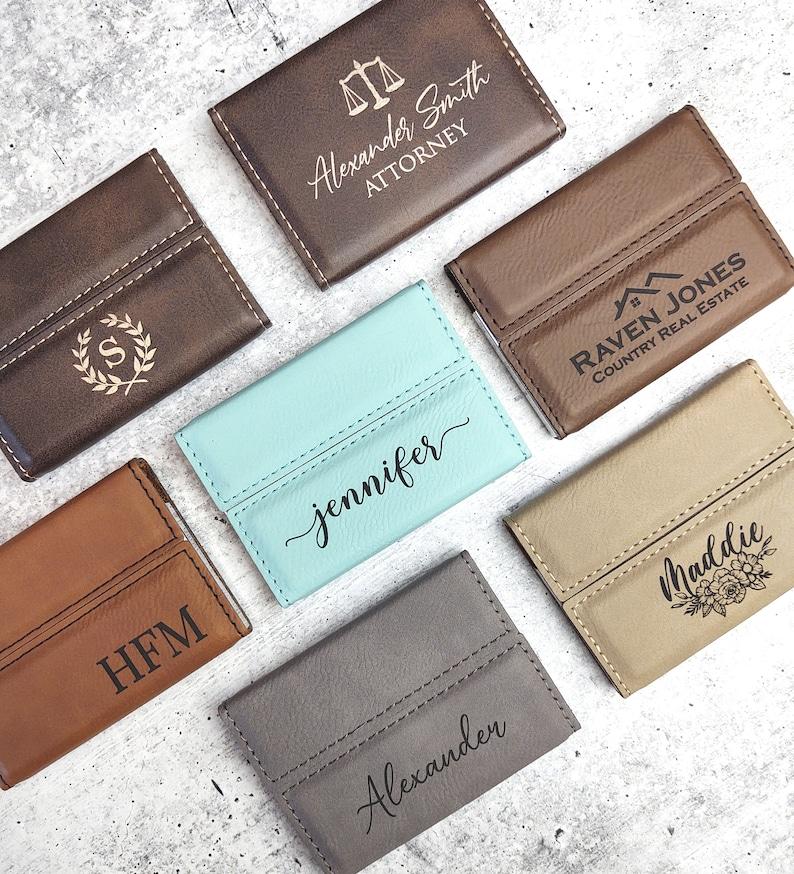 leather projects: business card holders