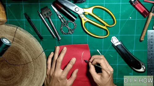 trace the design for hand leather embroidery
