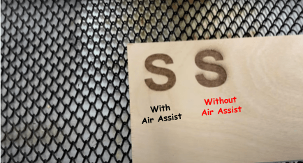 laser engraving with and without air assist