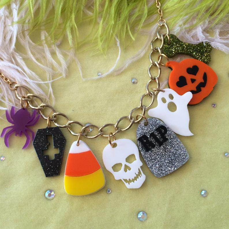 halloween crafts for adults: halloween charm necklace