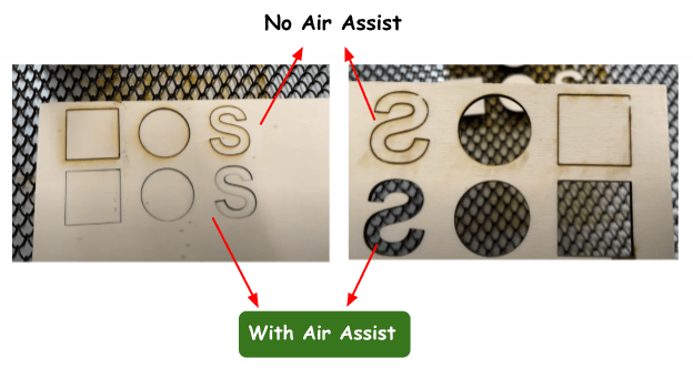 laser cutting with and without air assist