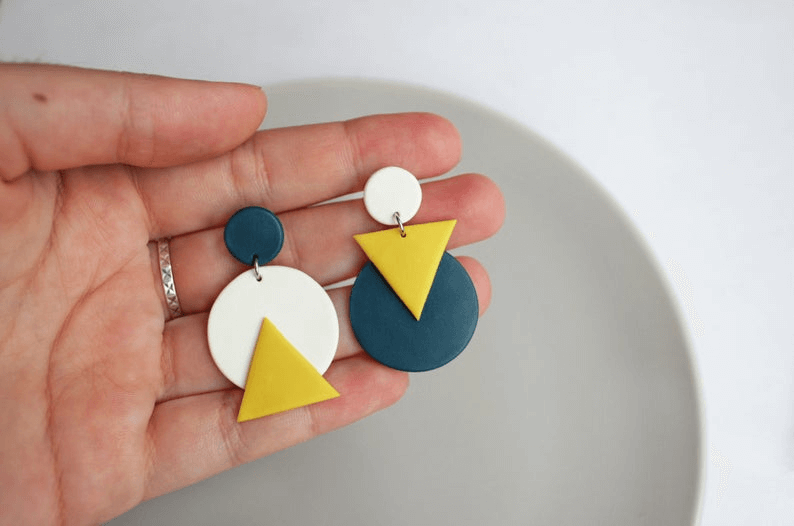 Geometric clay earrings