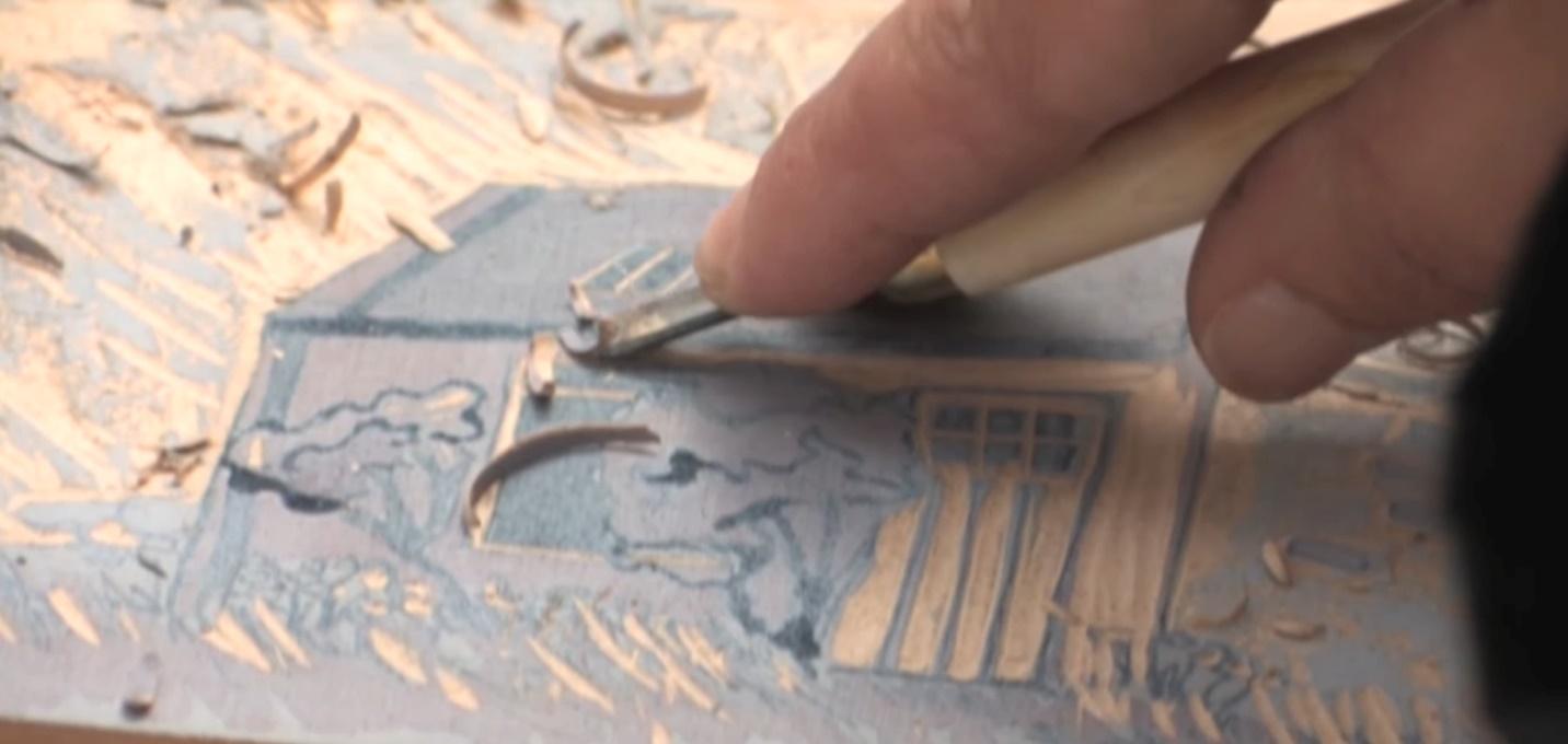 carving the printing block