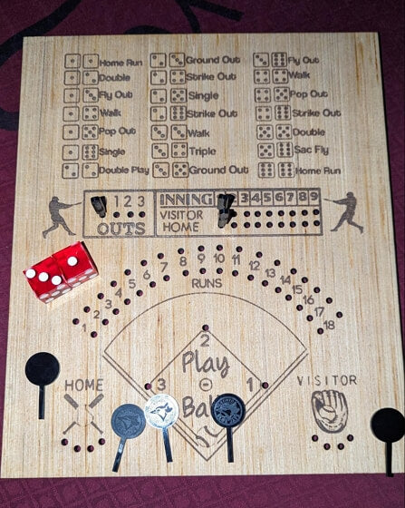 diy board game idea: dice baseball game