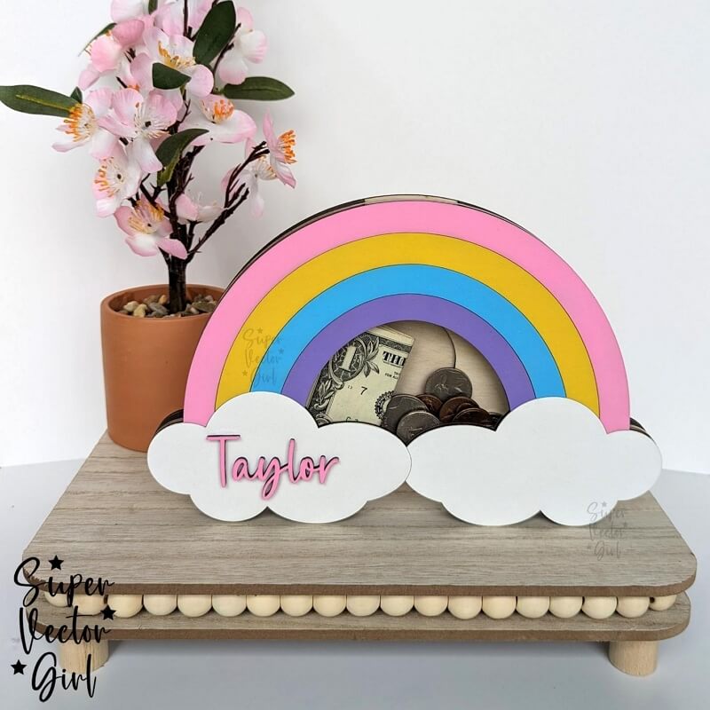 wood craft ideas: rainbow piggy band