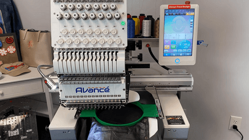 feed the design to the leather embroidery machine