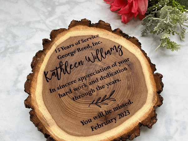 coworker Christmas gifts idea: engraved wood plaque