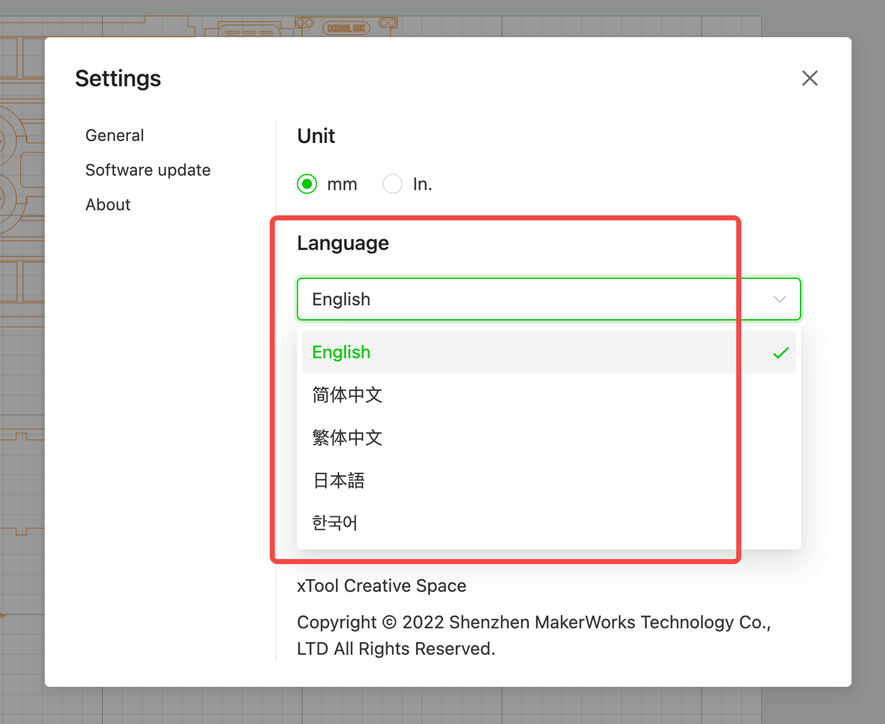 language selection