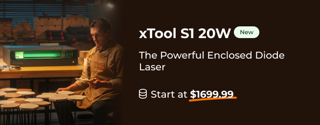 xTool S1 Laser Cutter & Engraver Machine Bundle w/ Rotary, Rail, Riser, Filter - 40W Diode Laser +